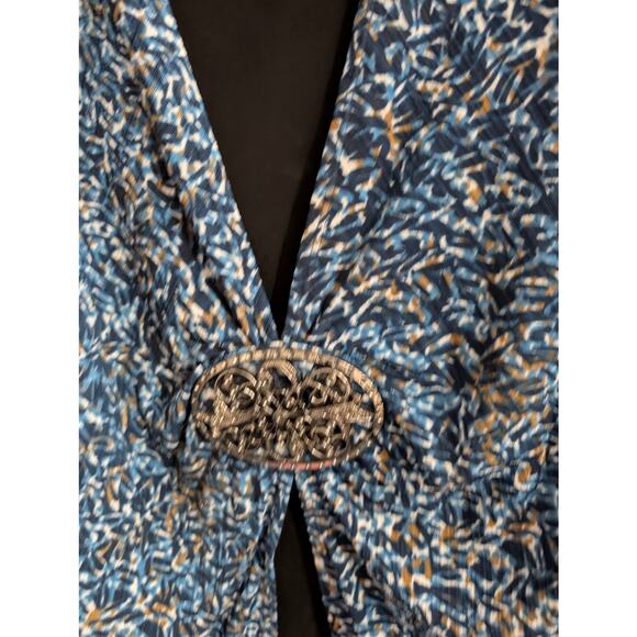 NOTATIONS Shirt Plus Size XL Blouse Top Black Blue Twofer Buckle Layer Look - Picture 2 of 4